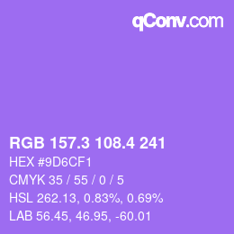 カラーコード: RGB 157.3 108.4 241 | qconv.com