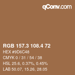 カラーコード: RGB 157.3 108.4 72 | qconv.com