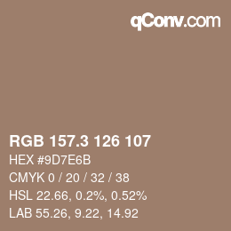 カラーコード: RGB 157.3 126 107 | qconv.com