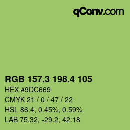 カラーコード: RGB 157.3 198.4 105 | qconv.com