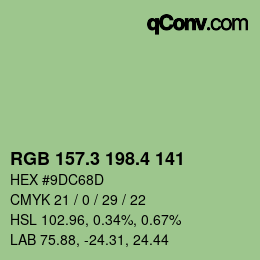 カラーコード: RGB 157.3 198.4 141 | qconv.com