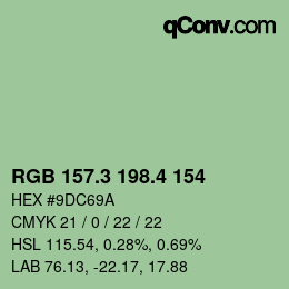 カラーコード: RGB 157.3 198.4 154 | qconv.com
