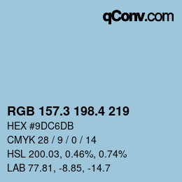カラーコード: RGB 157.3 198.4 219 | qconv.com