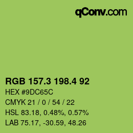カラーコード: RGB 157.3 198.4 92 | qconv.com