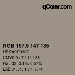 Farbcode: RGB 157.5 147 135 | qconv.com