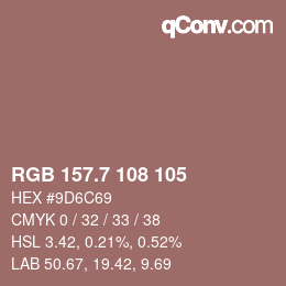 カラーコード: RGB 157.7 108 105 | qconv.com