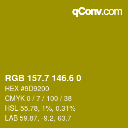 カラーコード: RGB 157.7 146.6 0 | qconv.com