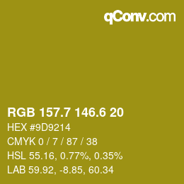 カラーコード: RGB 157.7 146.6 20 | qconv.com