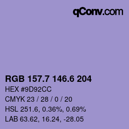 カラーコード: RGB 157.7 146.6 204 | qconv.com