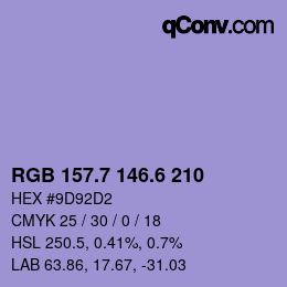 カラーコード: RGB 157.7 146.6 210 | qconv.com