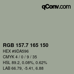 カラーコード: RGB 157.7 165 150 | qconv.com