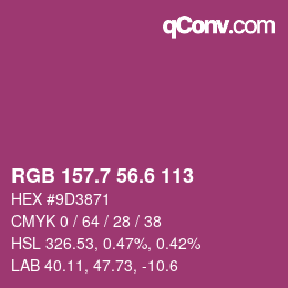 カラーコード: RGB 157.7 56.6 113 | qconv.com