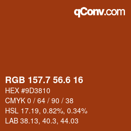 カラーコード: RGB 157.7 56.6 16 | qconv.com