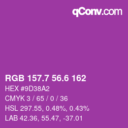 カラーコード: RGB 157.7 56.6 162 | qconv.com