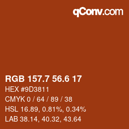 カラーコード: RGB 157.7 56.6 17 | qconv.com