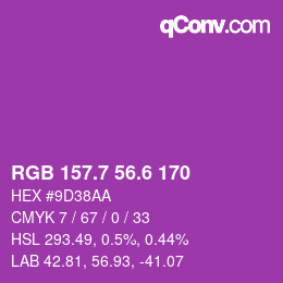 颜色代码: RGB 157.7 56.6 170 | qconv.com