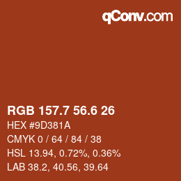 カラーコード: RGB 157.7 56.6 26 | qconv.com