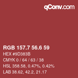 カラーコード: RGB 157.7 56.6 59 | qconv.com
