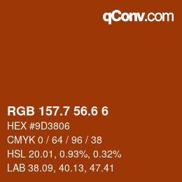 カラーコード: RGB 157.7 56.6 6 | qconv.com