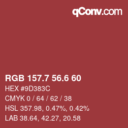 カラーコード: RGB 157.7 56.6 60 | qconv.com