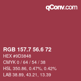 カラーコード: RGB 157.7 56.6 72 | qconv.com