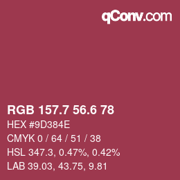 カラーコード: RGB 157.7 56.6 78 | qconv.com