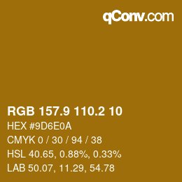 カラーコード: RGB 157.9 110.2 10 | qconv.com