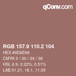 カラーコード: RGB 157.9 110.2 104 | qconv.com