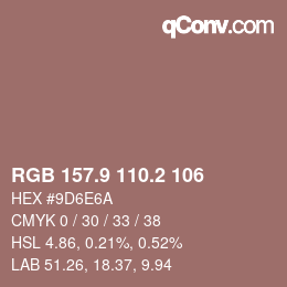 カラーコード: RGB 157.9 110.2 106 | qconv.com