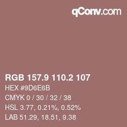 Color code: RGB 157.9 110.2 107 | qconv.com