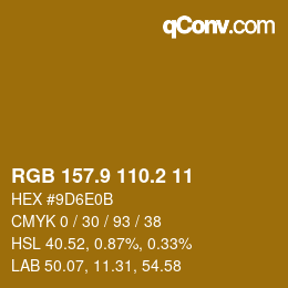 カラーコード: RGB 157.9 110.2 11 | qconv.com