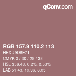 カラーコード: RGB 157.9 110.2 113 | qconv.com