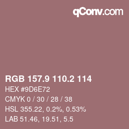 Color code: RGB 157.9 110.2 114 | qconv.com
