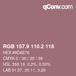カラーコード: RGB 157.9 110.2 118 | qconv.com