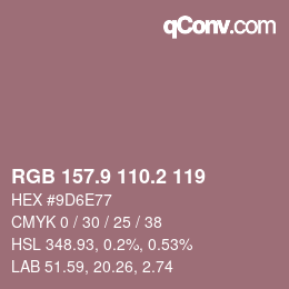 Color code: RGB 157.9 110.2 119 | qconv.com