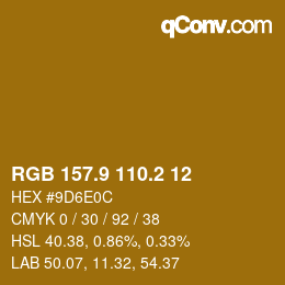 Color code: RGB 157.9 110.2 12 | qconv.com