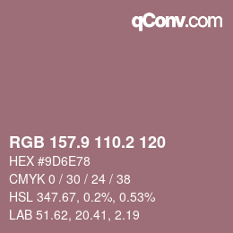 カラーコード: RGB 157.9 110.2 120 | qconv.com
