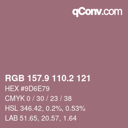 Color code: RGB 157.9 110.2 121 | qconv.com