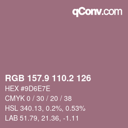 カラーコード: RGB 157.9 110.2 126 | qconv.com