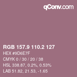 カラーコード: RGB 157.9 110.2 127 | qconv.com