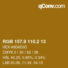 カラーコード: RGB 157.9 110.2 13 | qconv.com