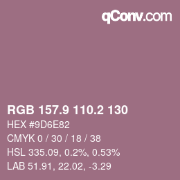 カラーコード: RGB 157.9 110.2 130 | qconv.com