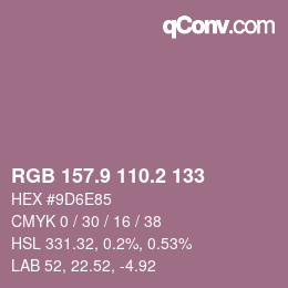 カラーコード: RGB 157.9 110.2 133 | qconv.com