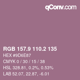 カラーコード: RGB 157.9 110.2 135 | qconv.com