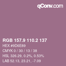 カラーコード: RGB 157.9 110.2 137 | qconv.com