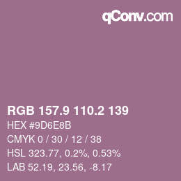 カラーコード: RGB 157.9 110.2 139 | qconv.com