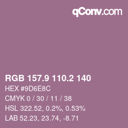 Color code: RGB 157.9 110.2 140 | qconv.com
