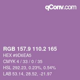 Color code: RGB 157.9 110.2 165 | qconv.com