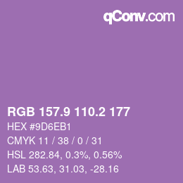 カラーコード: RGB 157.9 110.2 177 | qconv.com