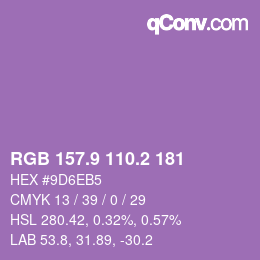 カラーコード: RGB 157.9 110.2 181 | qconv.com